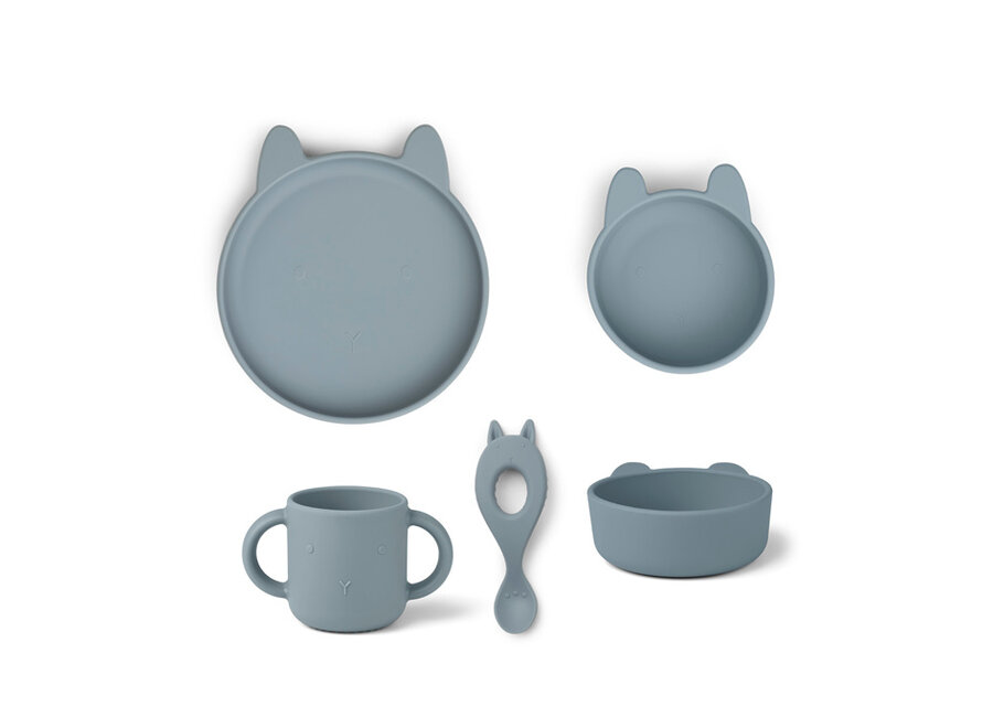 Liewood Vivi dinnerset Rabbit blue sea