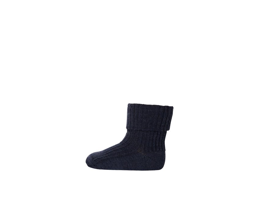 MP Denmark Wool rib baby socks Dark Denim Melange