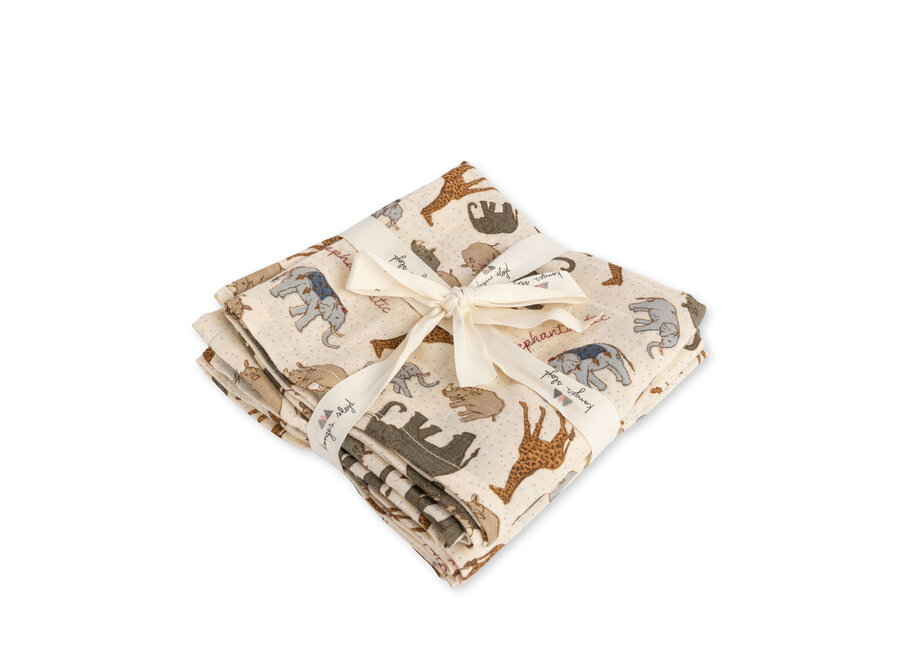 Konges Slojd 3 Pack Muslin Cloth Gots Elephantastic