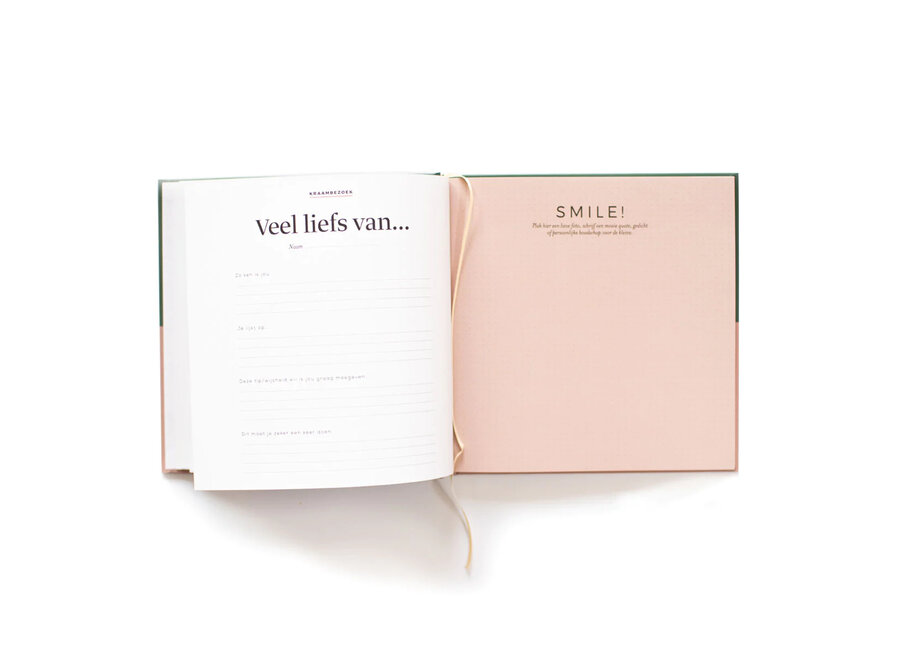 Leukigheidjes kraambezoekboek groen-roze