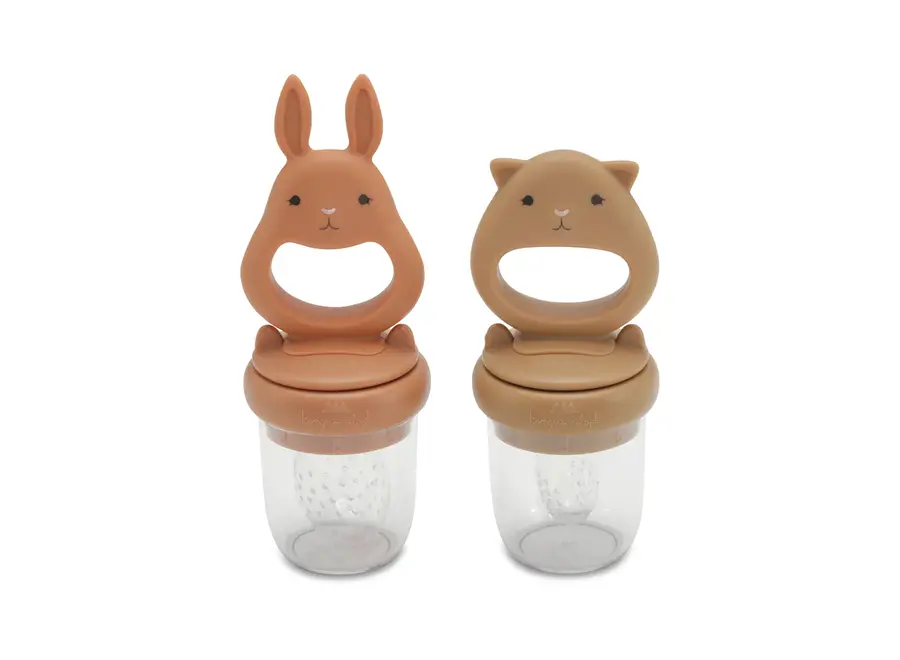 Konges Sløjd Silicone Fruit Feeding pacifier bunny Almond/Terracotta