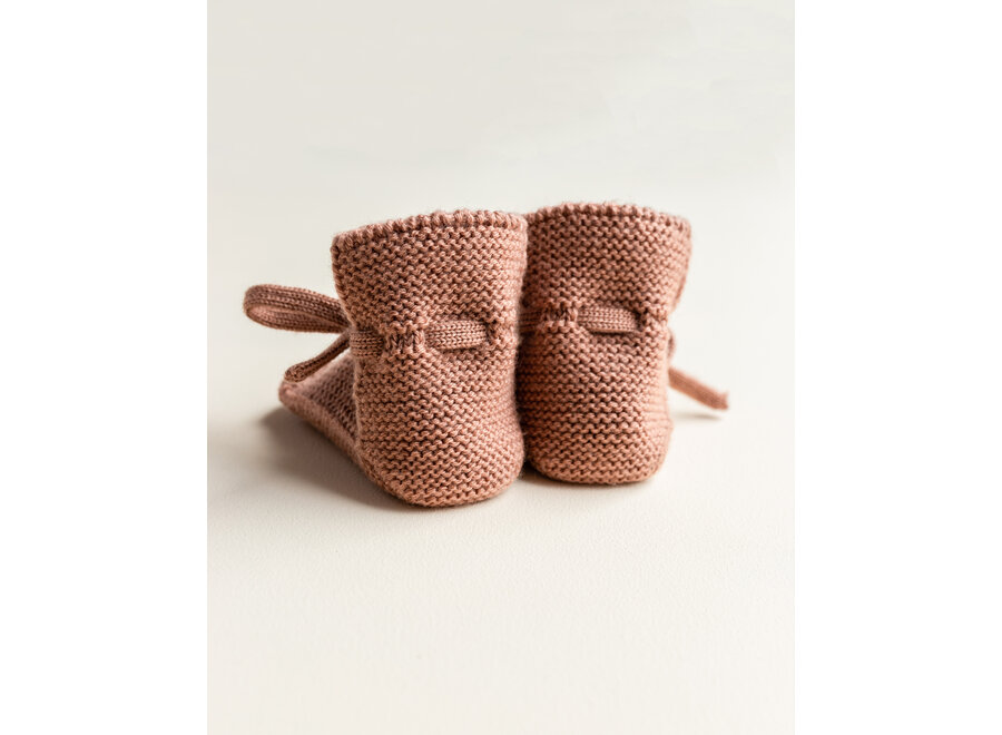 Hvid Slofjes-Merino wol Terracotta