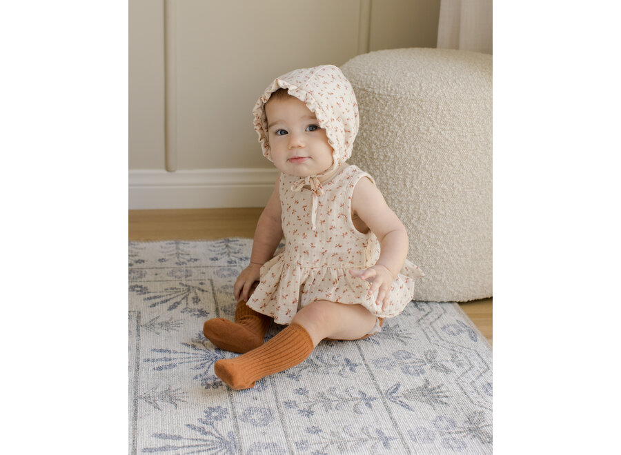 QM SL Peplum Set Clay Ditsy