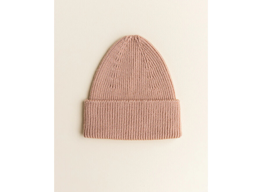 Hvid Fonzie beanie apricot 0-6m