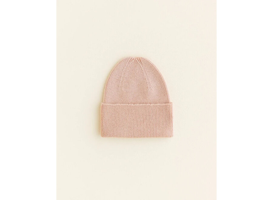 Hvid Fonzie beanie NEWBORM apricot