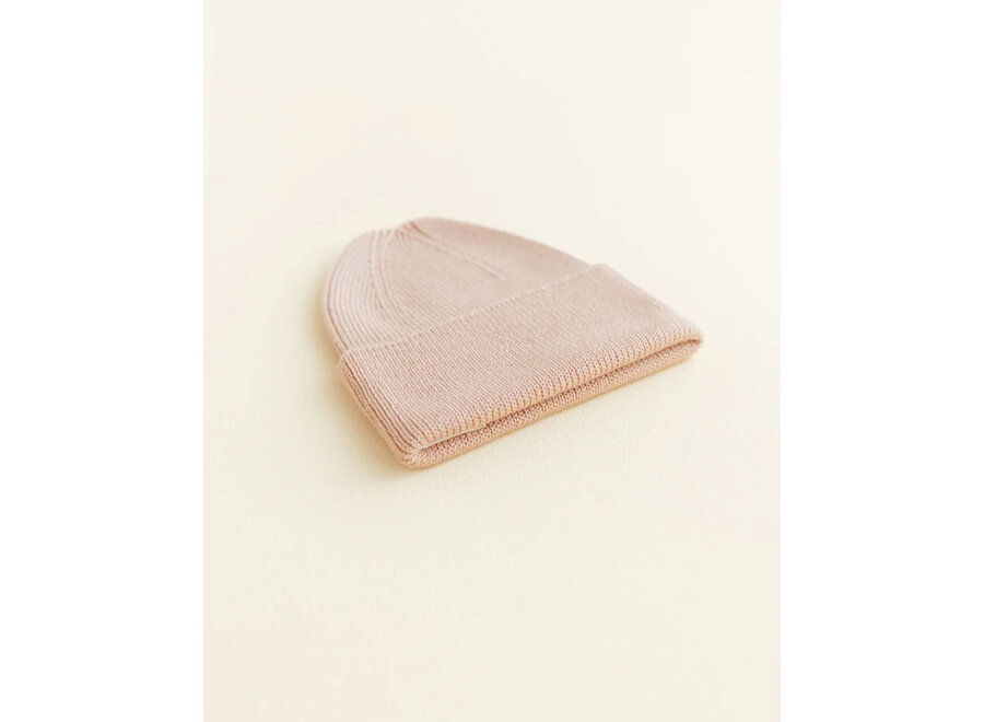 Hvid Fonzie beanie NEWBORM apricot