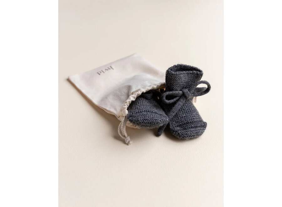 Hvid Slofjes-Merino wol Charcoal