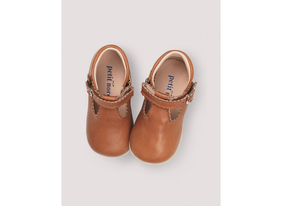 Petit Nord Baby Scallop T-bar Cognac