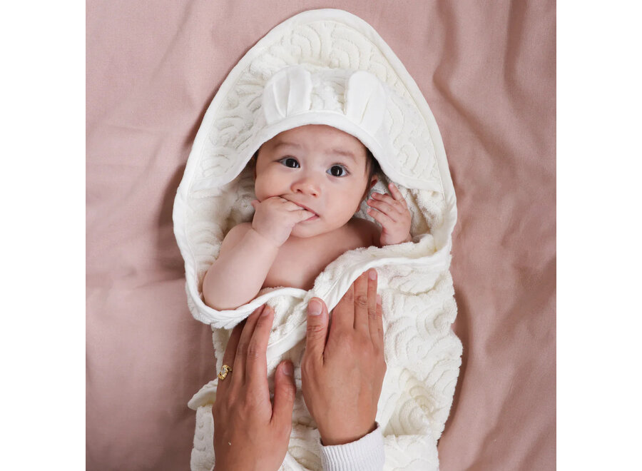 CC Hooded Baby Towel w/ ears Off-White