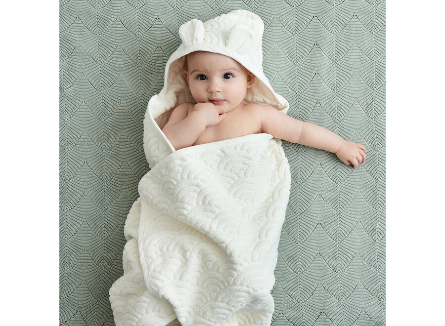 CC Hooded Baby Towel w/ ears Off-White