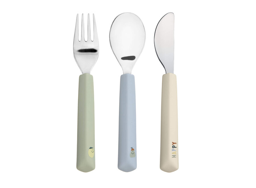 Lassig cutlery set silicone handle lemon