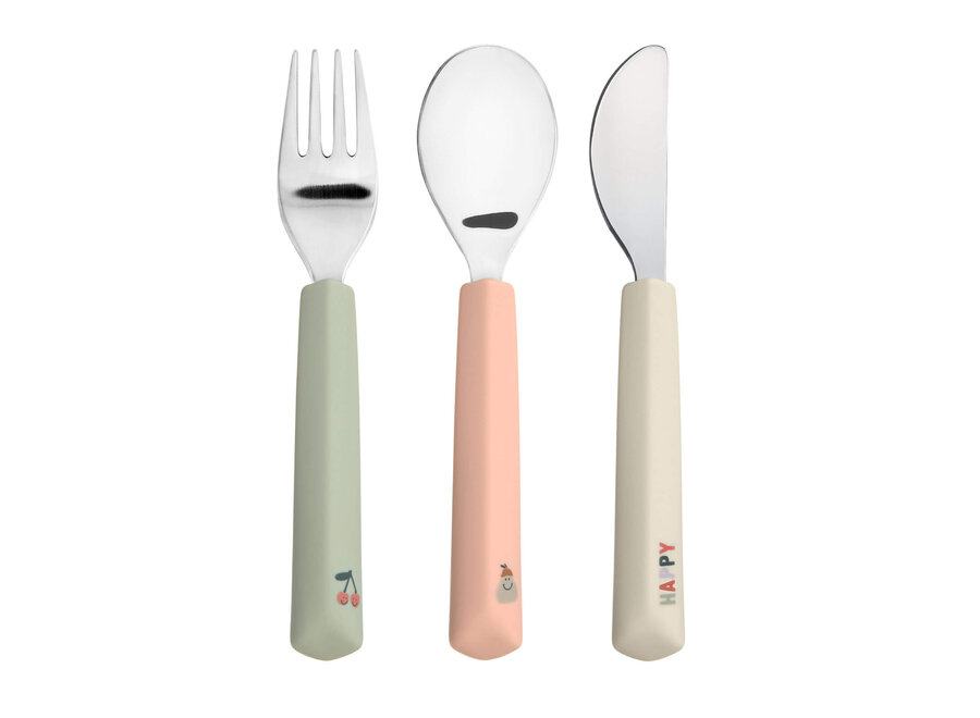Lassig cutlery set silicone handle cherry
