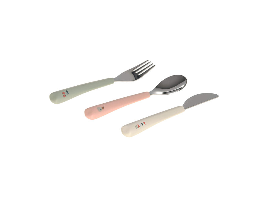Lassig cutlery set silicone handle cherry