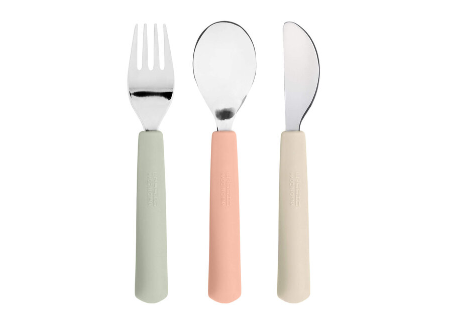 Lassig cutlery set silicone handle cherry