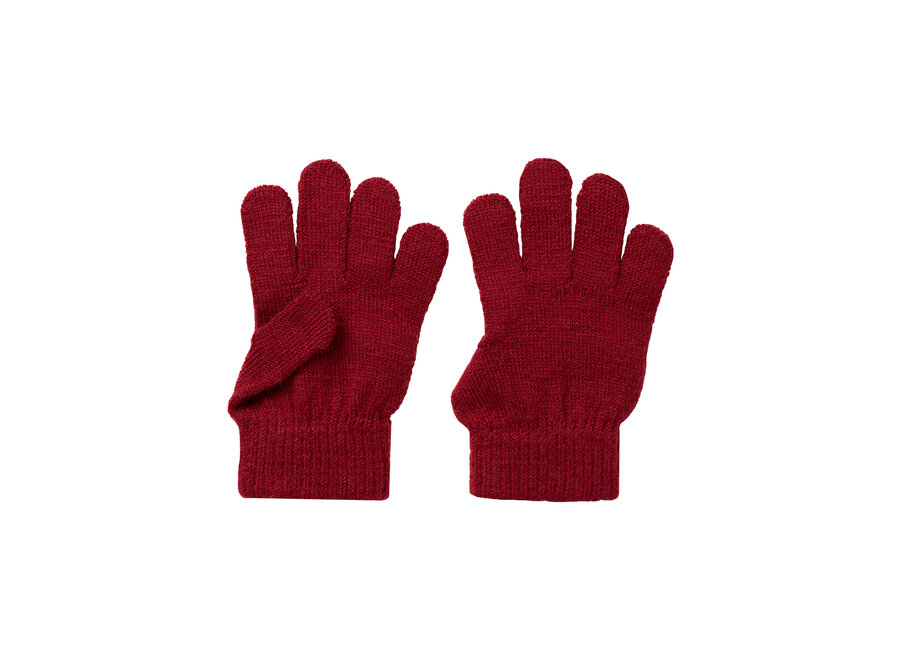 Lil' Atelier Nanson Knit Gloves Red Dahlia