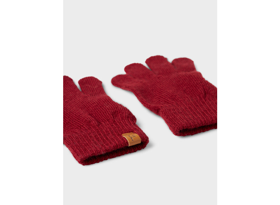 Lil' Atelier Nanson Knit Gloves Red Dahlia