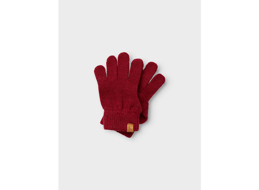 Lil' Atelier Nanson Knit Gloves Red Dahlia