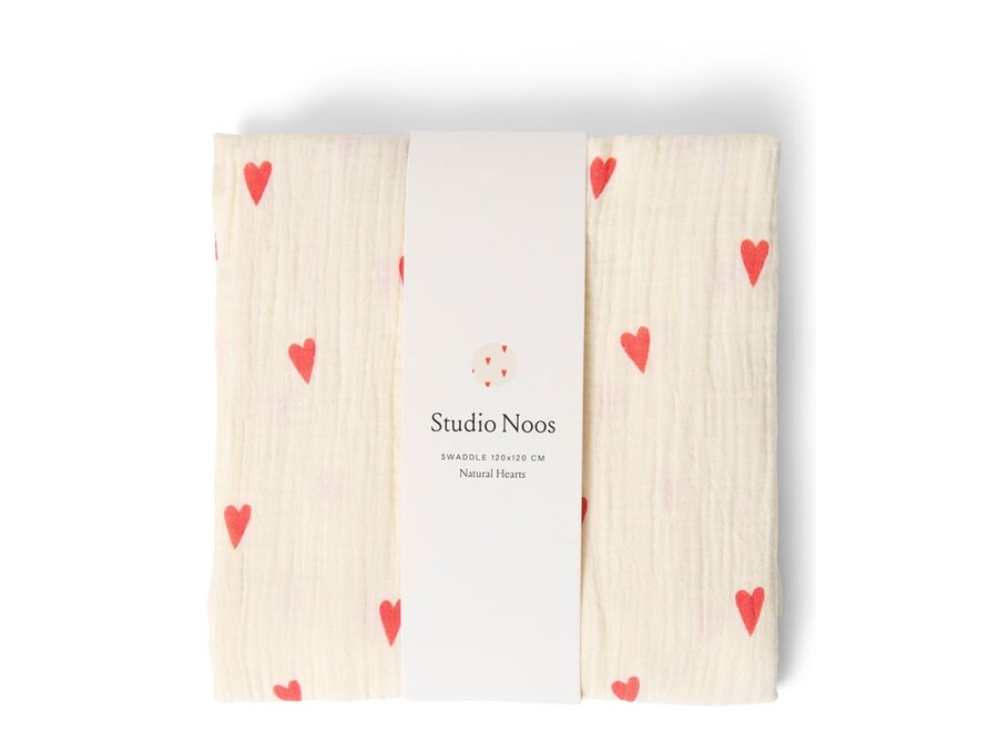 Studio Noos Swaddle Large hearts Beige