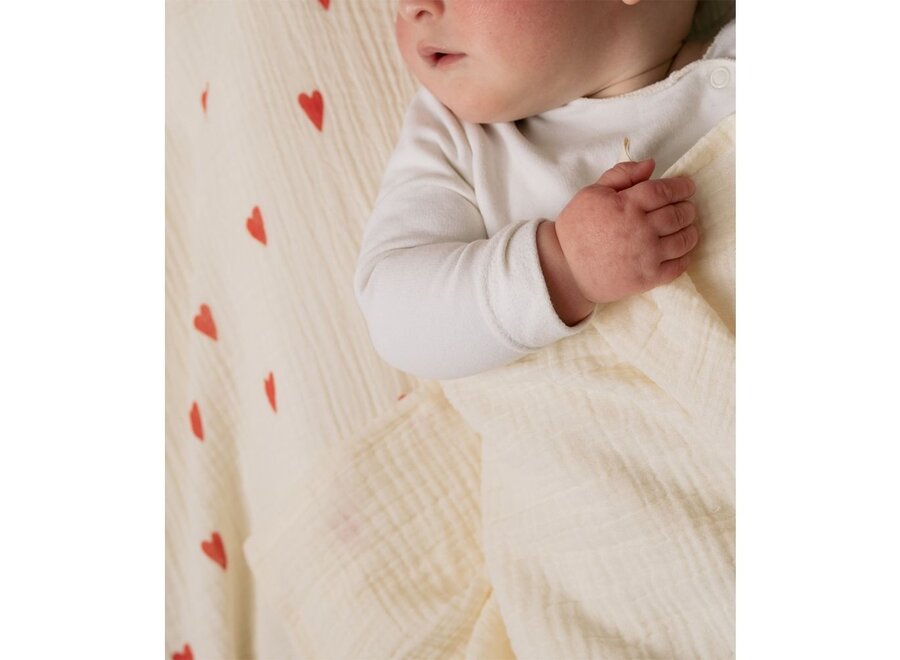 Studio Noos Swaddle Large hearts Beige