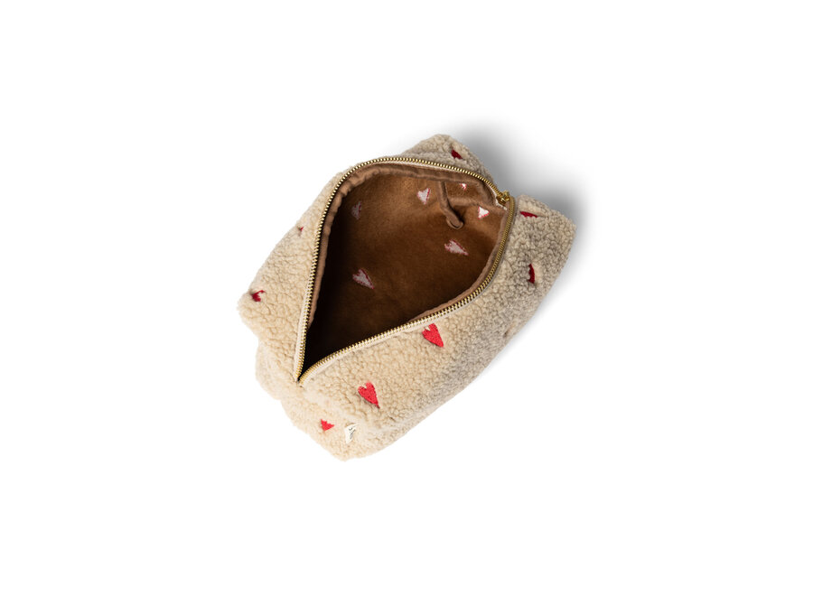 Studio Noos Teddy hearts pouch ecru