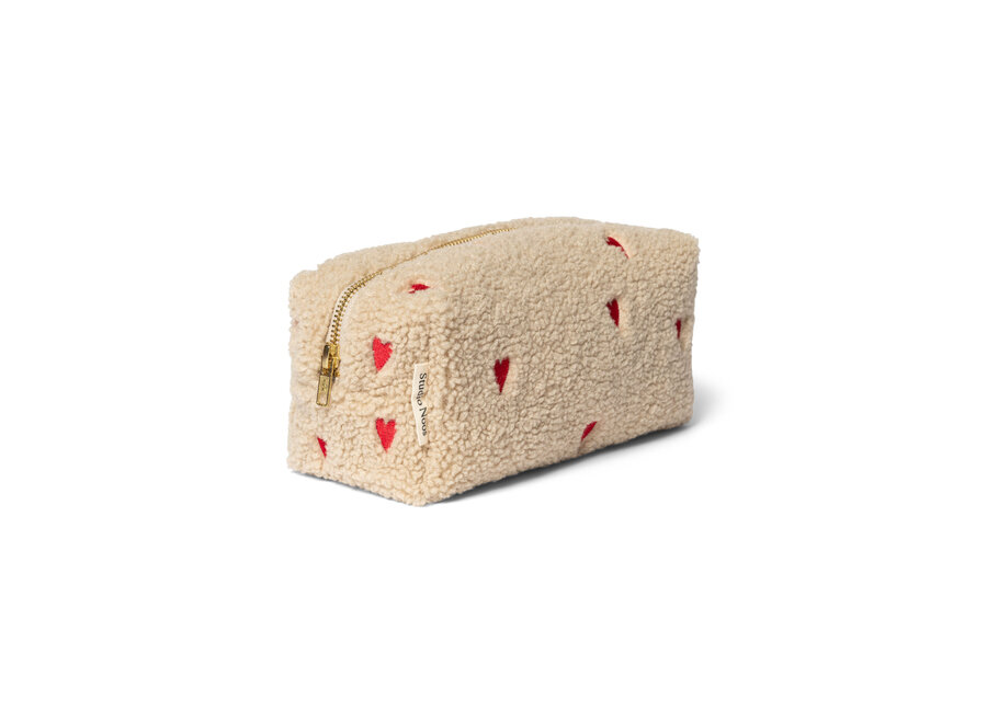 Studio Noos Teddy hearts pouch ecru