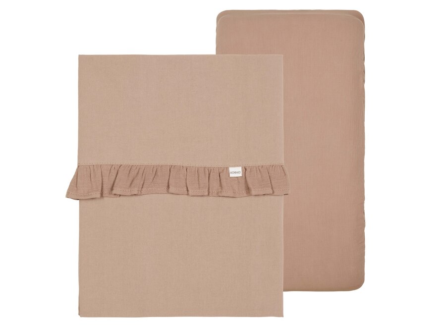 Koeka wieglaken en hoeslaken Faro Caffe 80x100