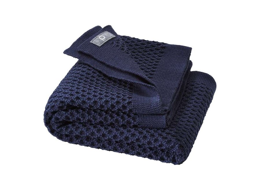 Disana wollen deken honeycomb indigo 80x100