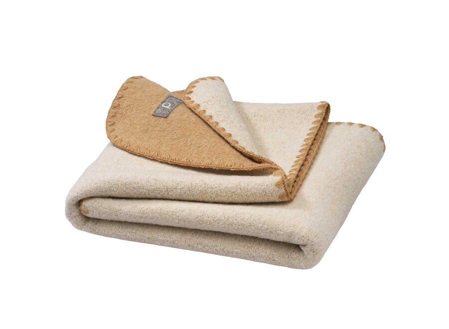 Disana Deken doublefaced gekookt wol caramel/ecru 100 x 135