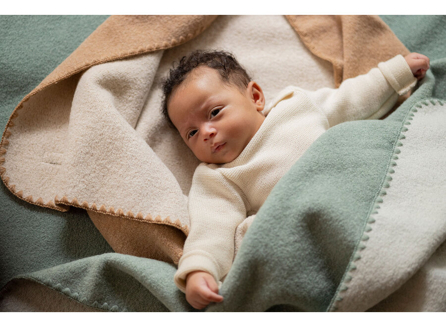 Disana Deken doublefaced gekookt wol caramel/ecru 100 x 135