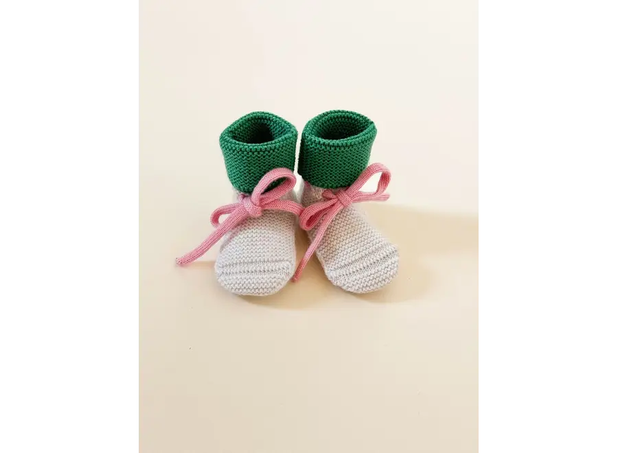 Hvid Slofjes-Merino wol Cream/Grass