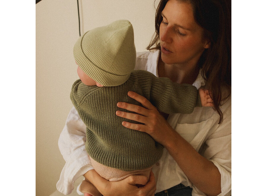 Hvid Fonzie beanie mint 0-6m