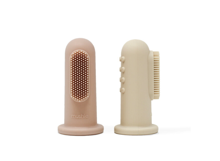 Mushie vingertandenborstel blush/sand