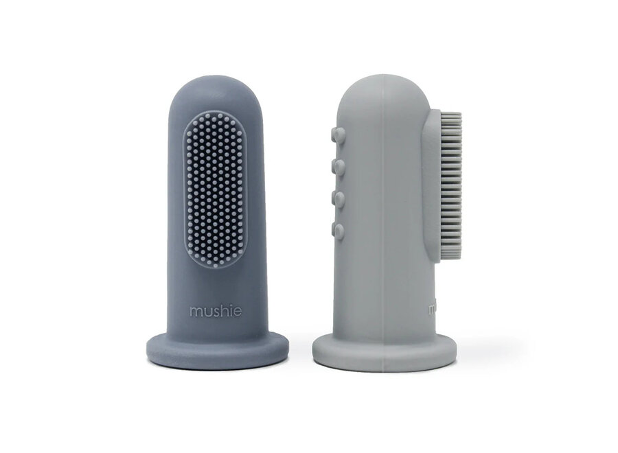 Mushie vingertandenborstel stone/tradewinds