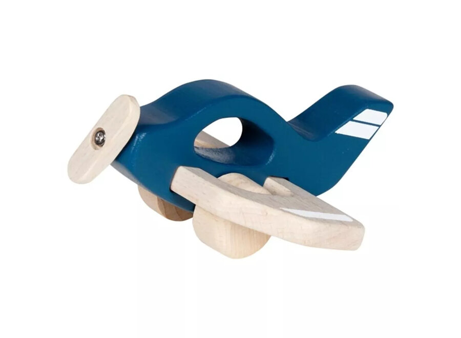 Goki houten vliegtuig azuurblauw
