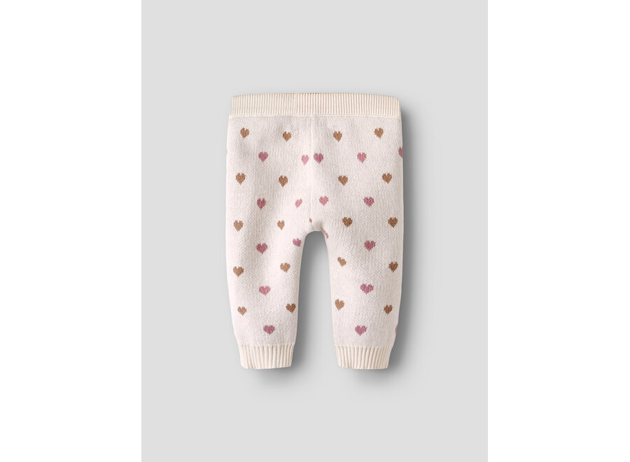 Lil' Atelier Saran Knit Pant Heart Turtledove Sepia Tint