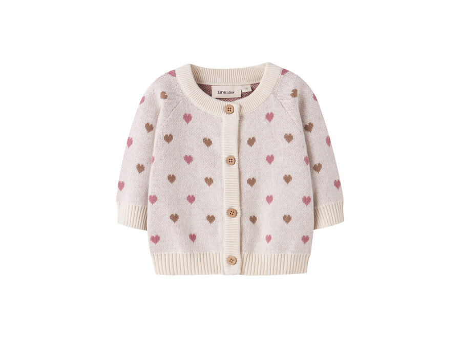 Lil' Atelier Saran Knit Card Heart Turtledove Sepia Tint
