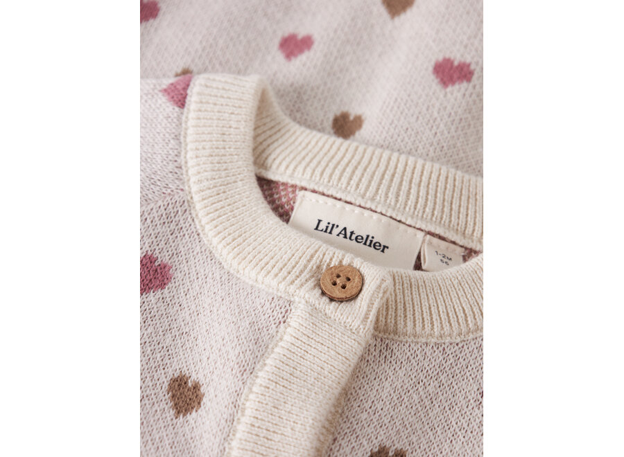 Lil' Atelier Saran Knit Card Heart Turtledove Sepia Tint