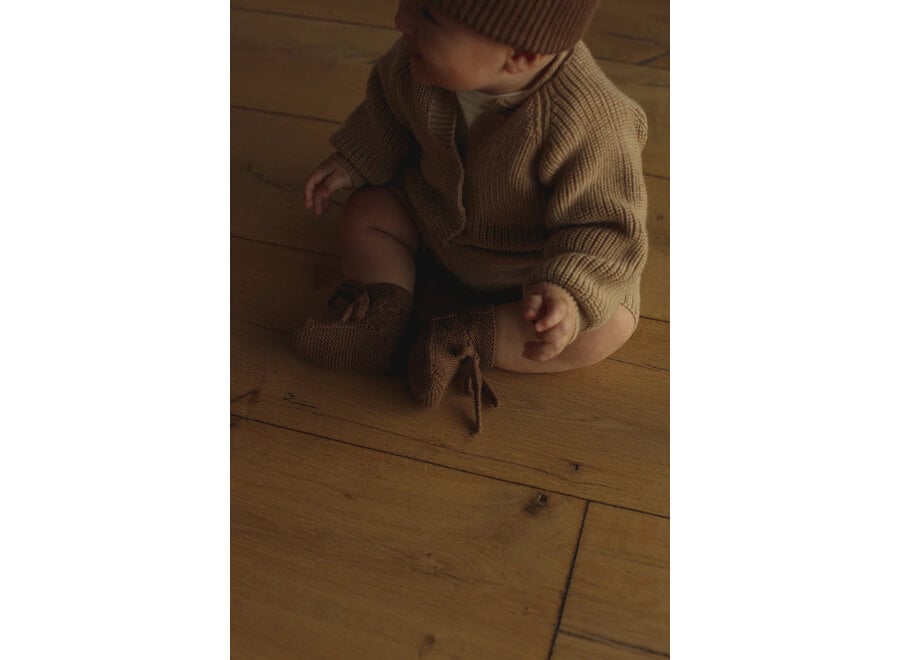 Hvid Slofjes-Merino wol Mocha