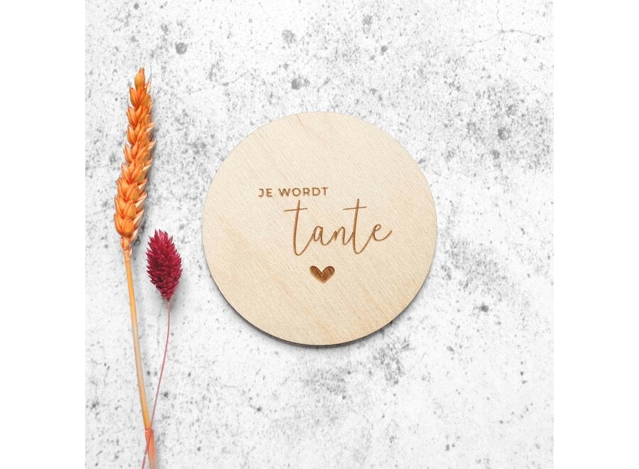 Fien & Feau Houten cirkel - Je wordt tante