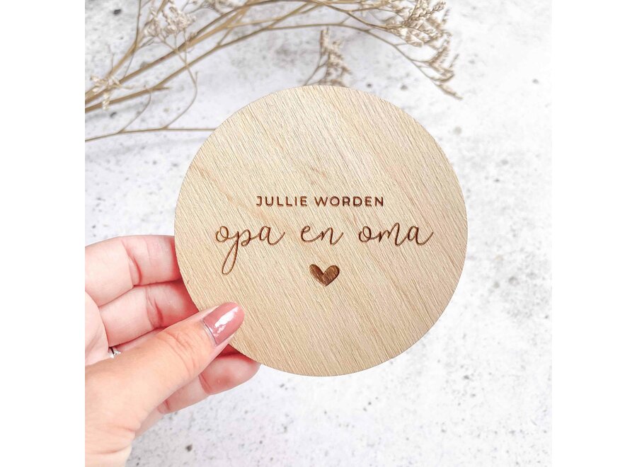 Fien & Feau Houten cirkel - Jullie worden opa & oma