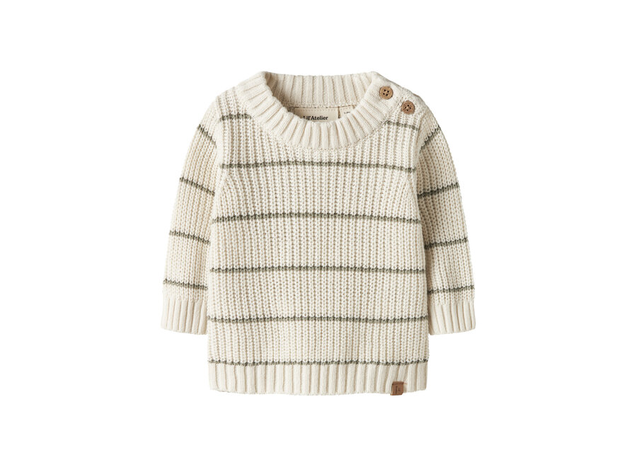 Lil' Atelier Emlen Ls Knit Stripe Coconut Milk Stripe