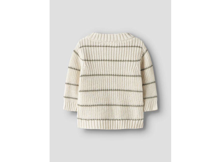 Lil' Atelier Emlen Ls Knit Stripe Coconut Milk Stripe