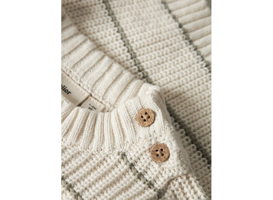 Lil' Atelier Emlen Ls Knit Stripe Coconut Milk Stripe