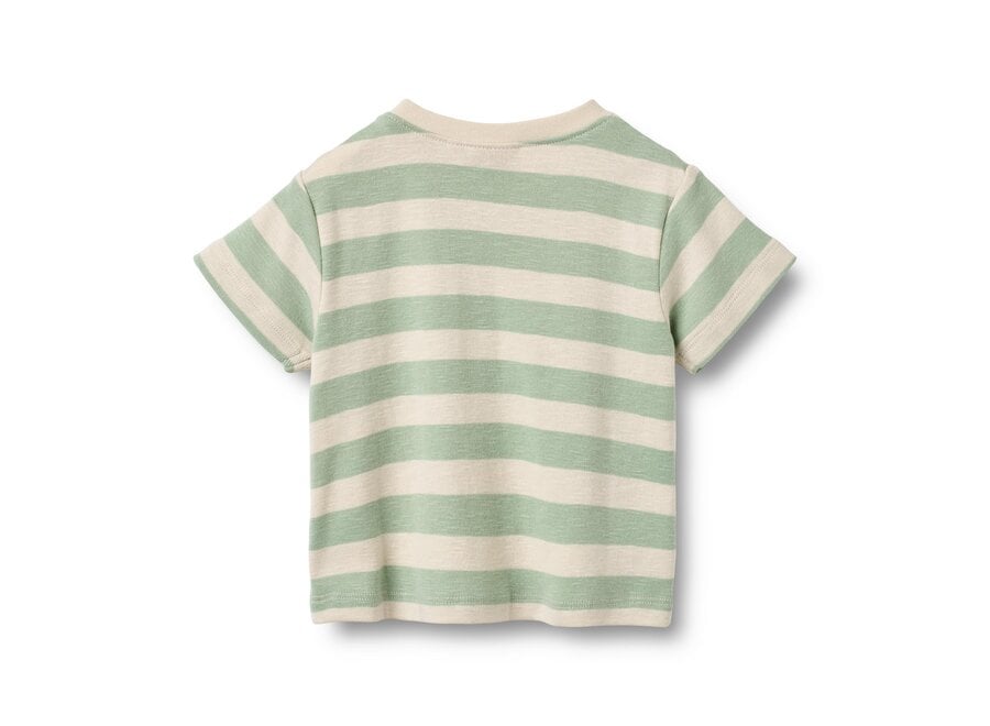 Wheat T-Shirt S/S Liam Mint Stripe