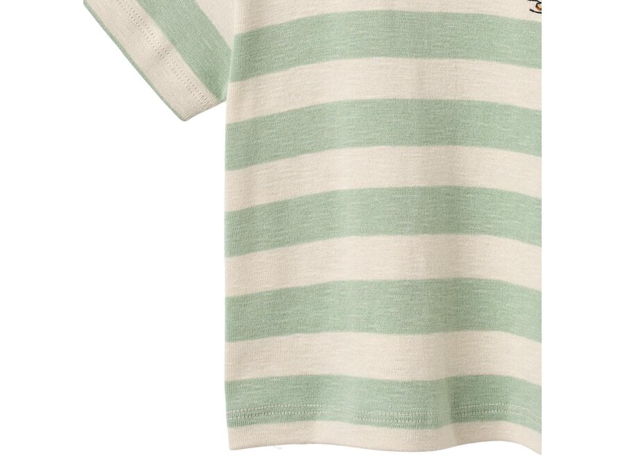 Wheat T-Shirt S/S Liam Mint Stripe