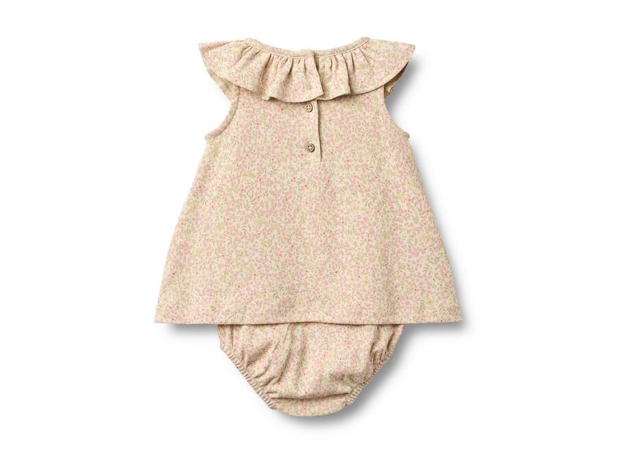 Wheat Dress Ingeborg Coral Flowers