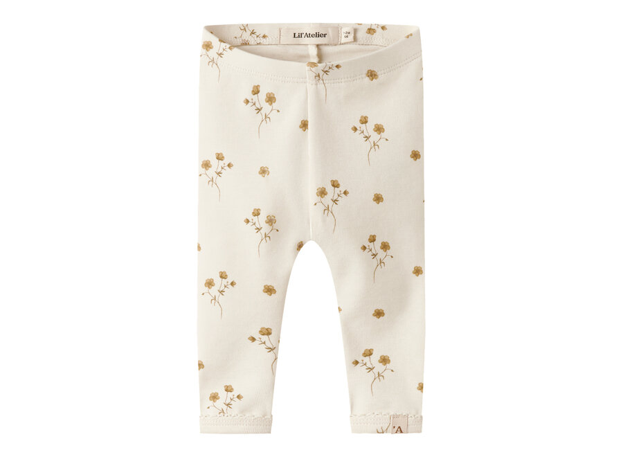 Lil' Atelier Layo Sin Slim Leggings Coconut Milk Flower Yellow