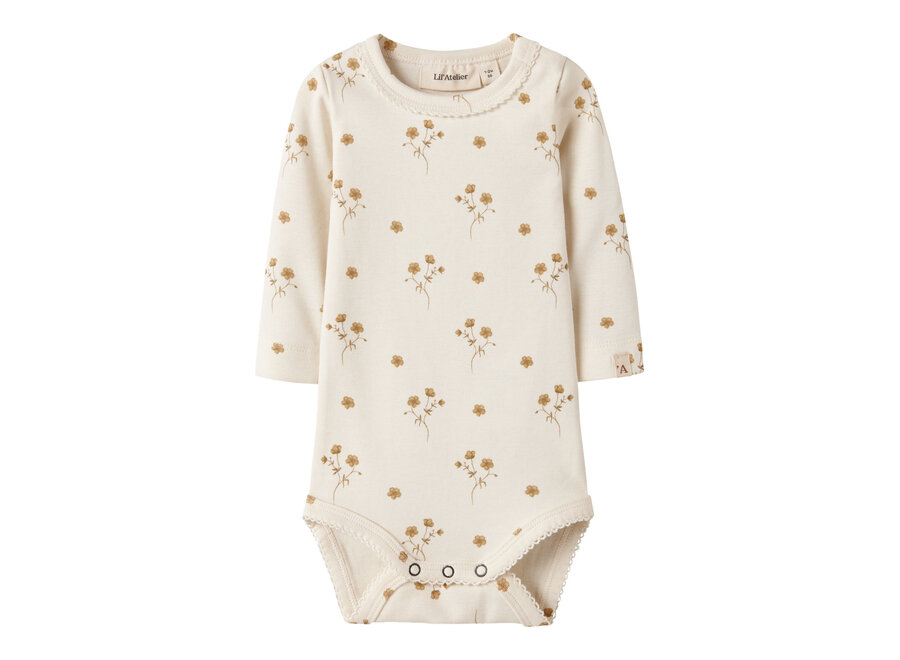 Lil' Atelier Layo Sig Ls Slim Body Coconut Milk Flower Yellow