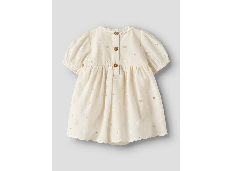 Lil' Atelier Flores Ss Body Dress Coconut Milk