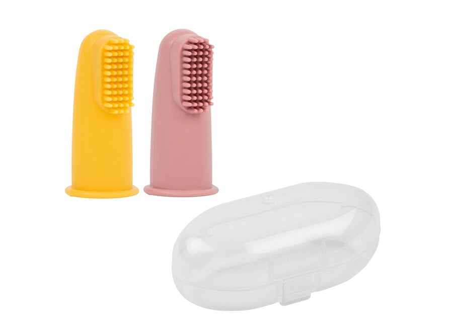 Nattou Vingertandenborstel 2p roze-oker